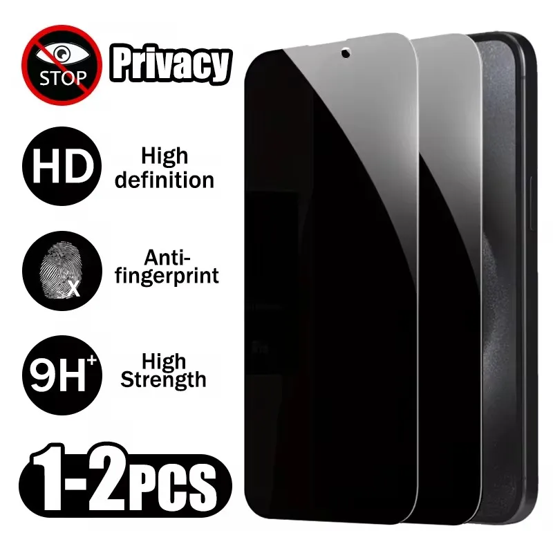 İPhone için 2pcs Anti-Spy Cam 15 14 13 12 11 Pro Max Mini 7 8 Plus Gizlilik Ekran Koruyucu İPhone 16 Pro XR XS MAX X SE