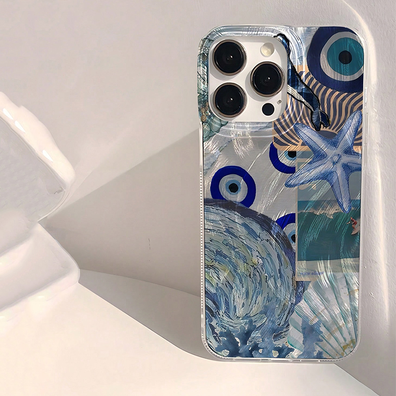 Seaide Manzara Dalgası Plajı Desen Telefon Kılıfı İPhone 15 16 14 13 12 11 Pro Max 16e XS XR Max 7 8 16 Plus SE2 Şok geçirmez Kapak